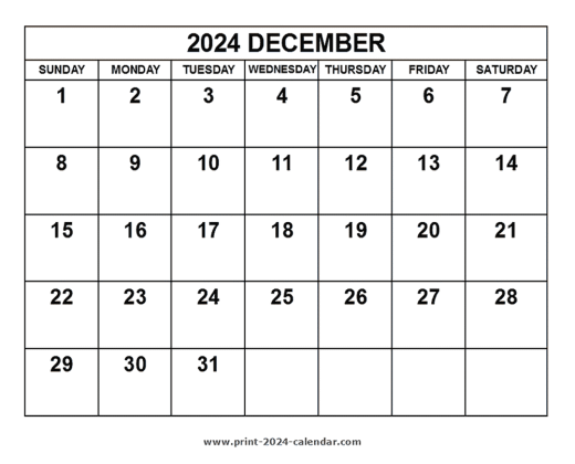 2024 December Calendar