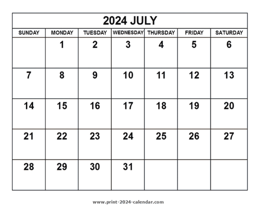 2024 July Calendar