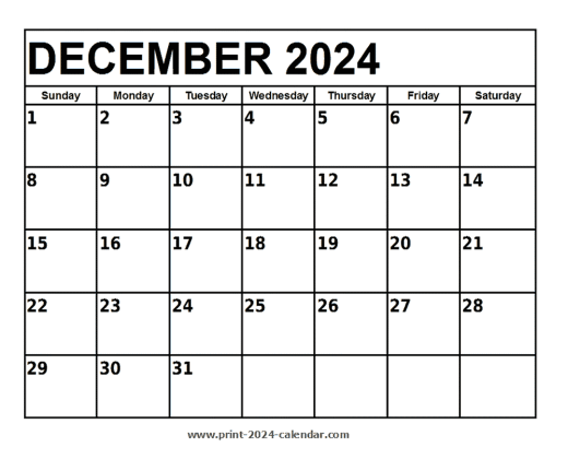 December 2024 Printable Calendar