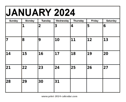 January 2024 Printable Calendar