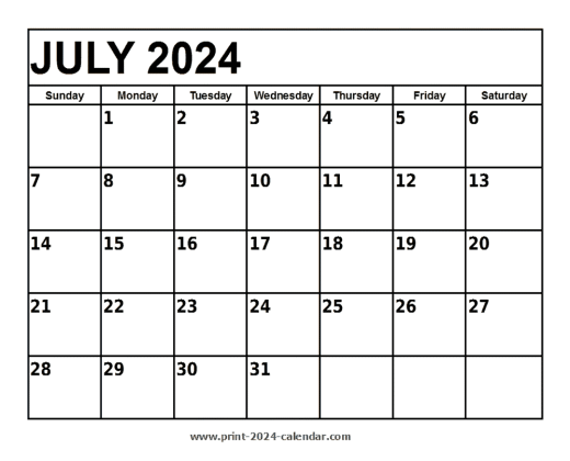 July 2024 Printable Calendar