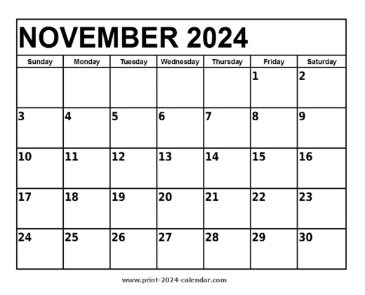 November 2024 Printable Calendar