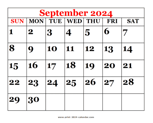 Printable 2024 September Calendar