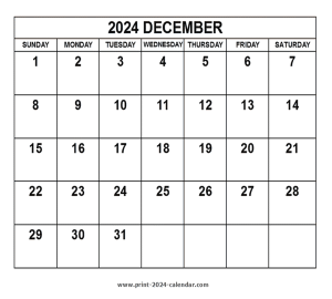 2024 december calendar