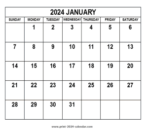 2024 january calendar