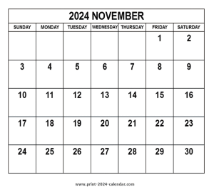 2024 november calendar