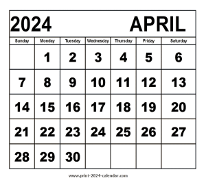 April 2024 calendar