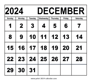 December 2024 calendar