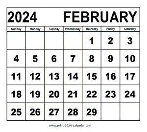 February 2024 calendar