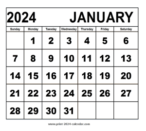 January 2024 calendar