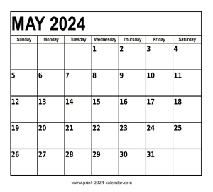 May 2024 Calendar - print 2024 calendar.