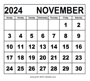 November 2024 calendar