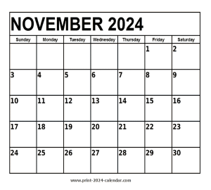 november 2024 printable calendar