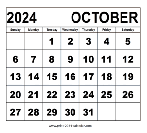 October 2024 calendar