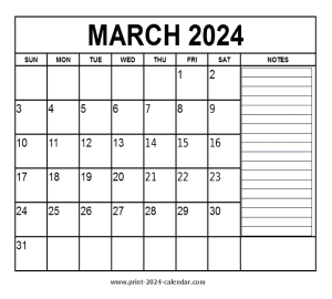 printable march 2024 calendar