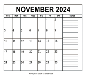 printable november 2024 calendar