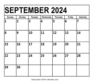 september 2024 printable calendar