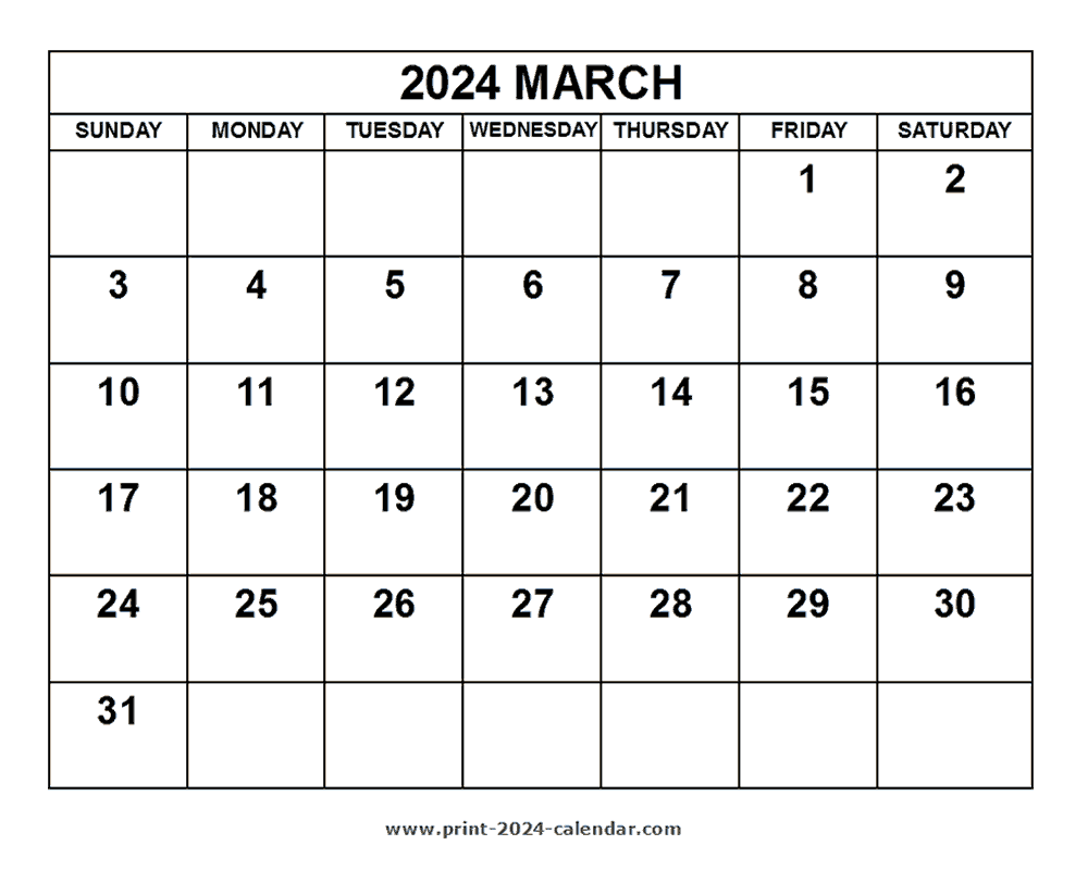 2024 March Calendar