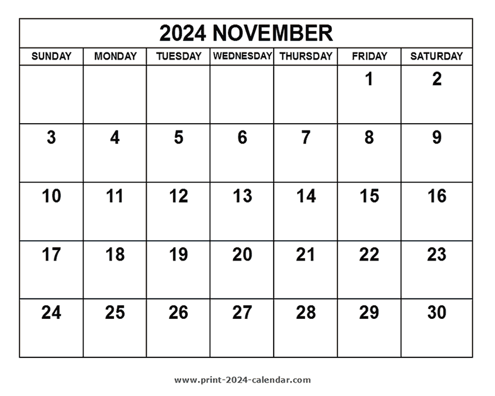 2024 November Calendar