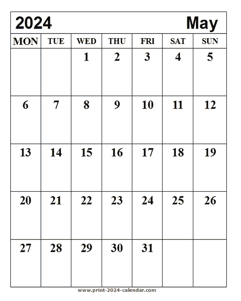 Print May 2024 Calendar