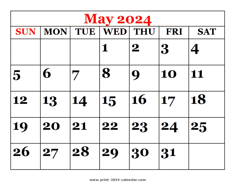 Printable 2024 May Calendar